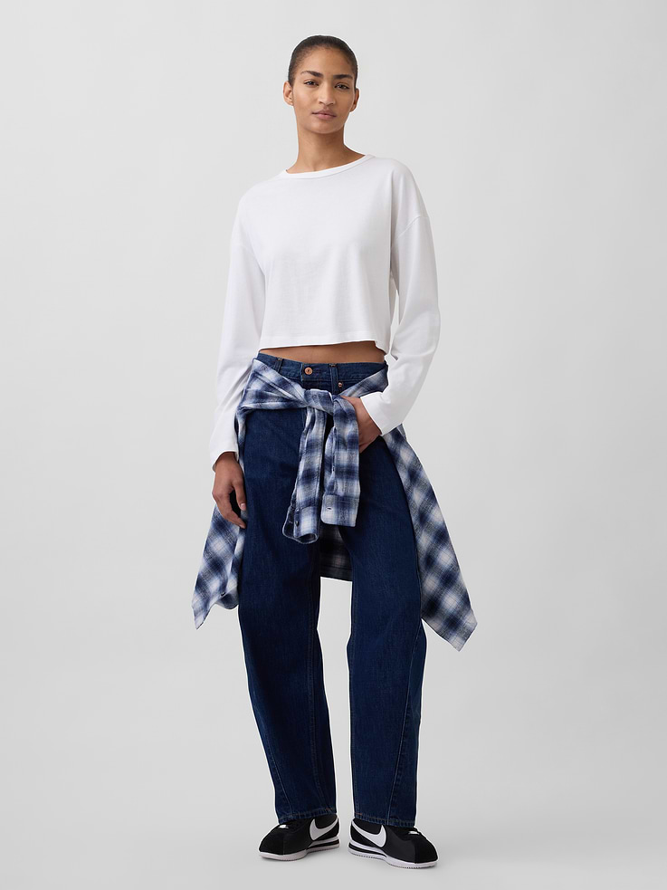 Image number 1 showing, High Rise Barrel Jeans