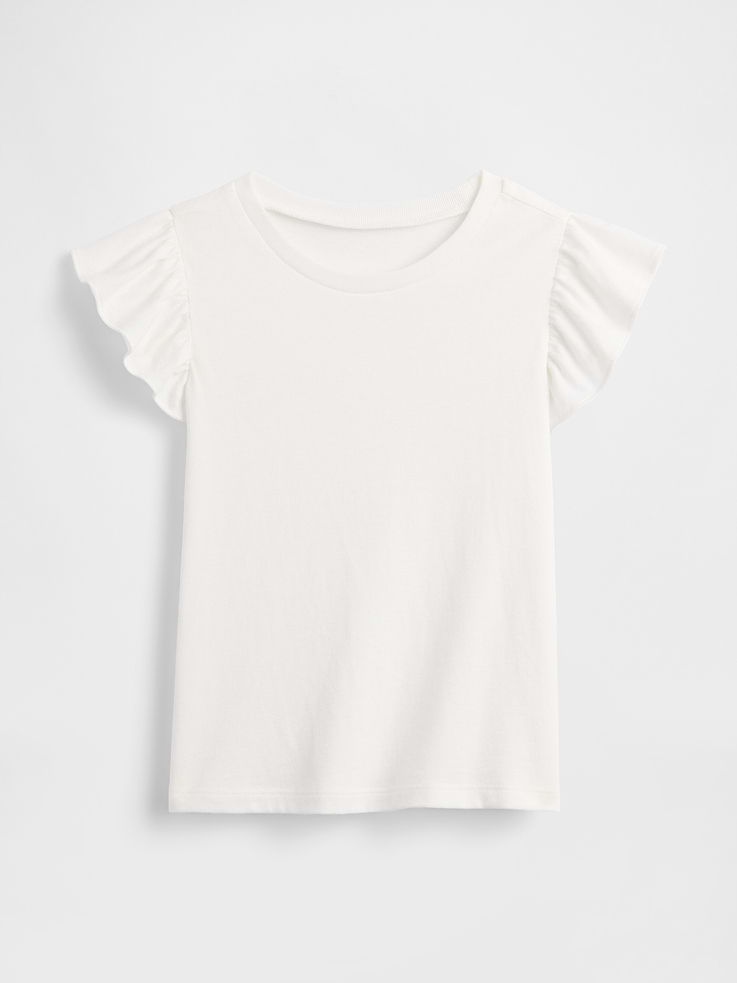 Image 1 of 3, Soft jersey knit., Short flutter sleeves., Crewneck., Note: The dye used in the crafting of this product is prone to crocking, or color transfer. Please avoid contact with light-colored fabric or upholstery., This product was made in a factory that invests in gender equity and women’s empowerment through RISE. Learn more at, Product #1172381
