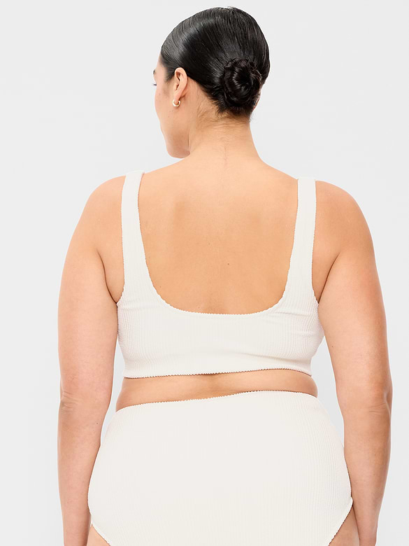 Ribbed Scoop-Neck Swim Top