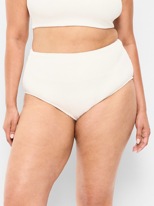 High-Waisted Ribbed Bikini Swim Bottoms