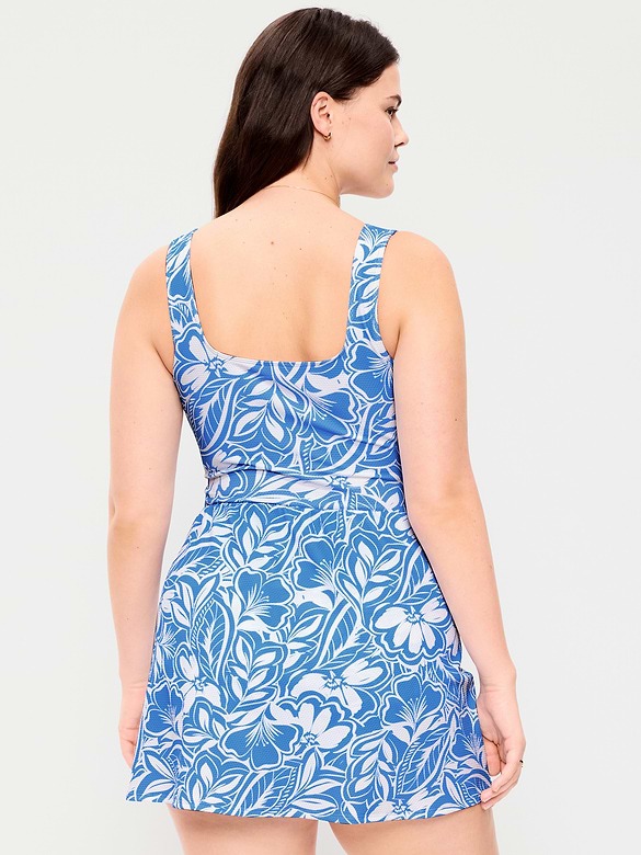 Pique Side-Tie Swim Dress