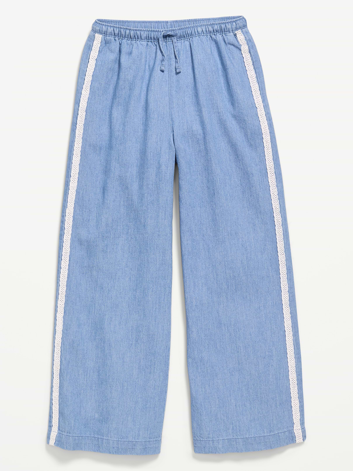 Image number 4 showing, Lace-Trim Chambray Pants for Girls