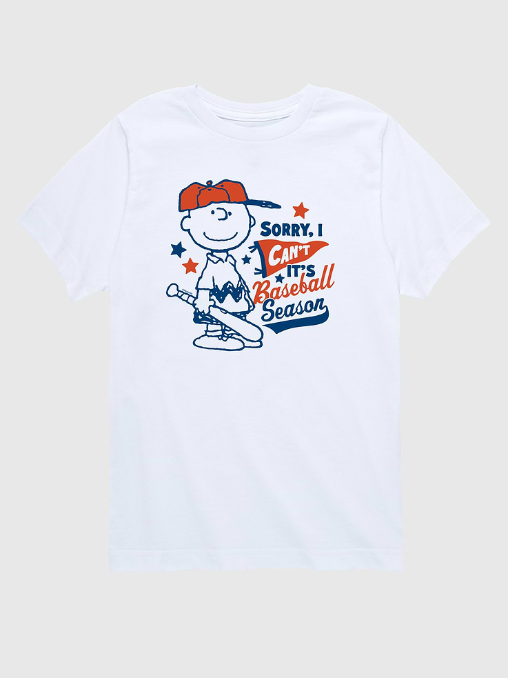 Image number 1 showing, Toddler Peanuts Charlie Brown Sorry I Cant Baseball Season Short Sleeve Tee