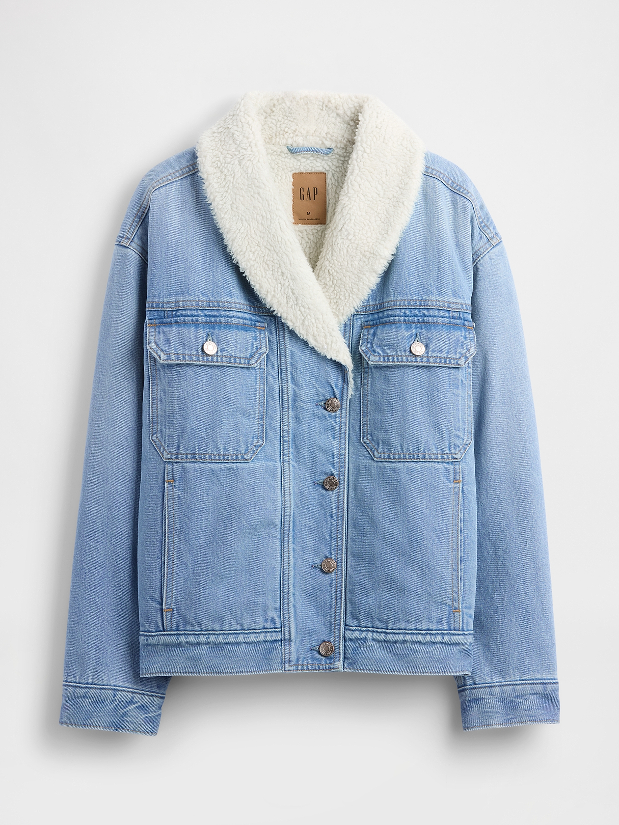 Sherpa-Lined Shawl Denim Jacket | Gap