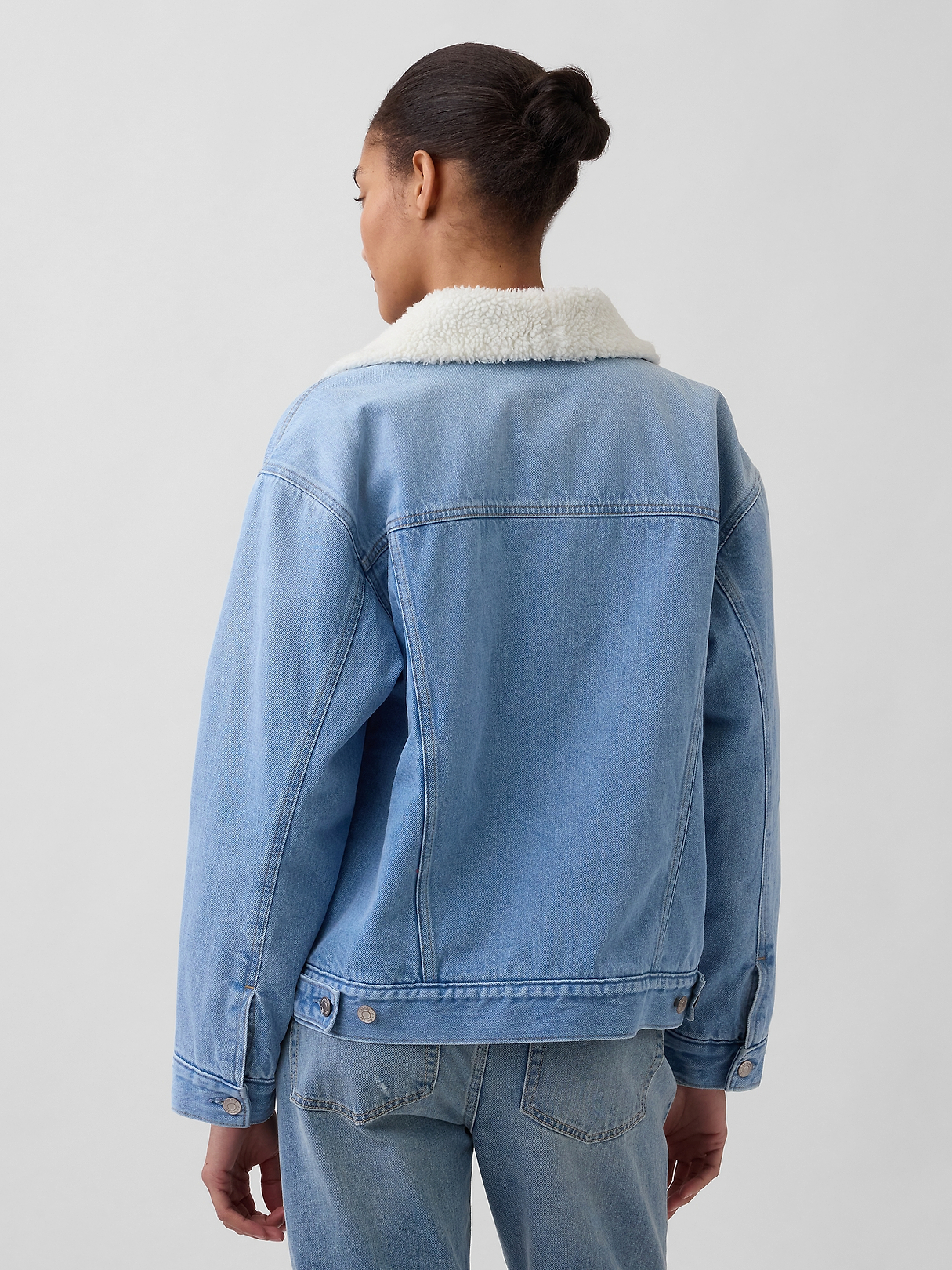 Sherpa-Lined Shawl Denim Jacket | Gap