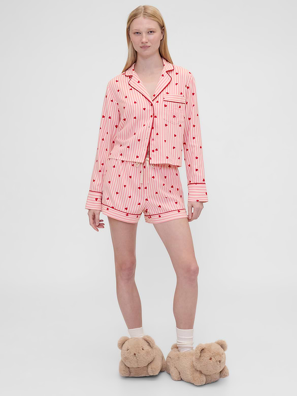 Gap × Summer Fridays Relaxed Flannel Hearts PJ Shirt