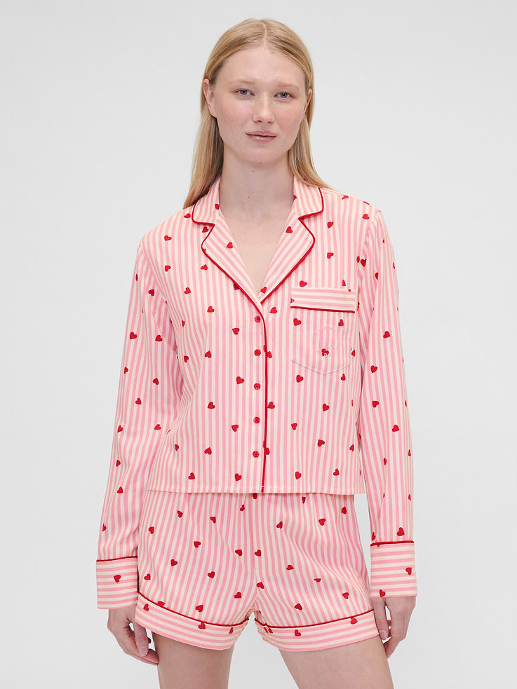 Image number 1 showing, Gap × Summer Fridays Relaxed Flannel Hearts PJ Shirt