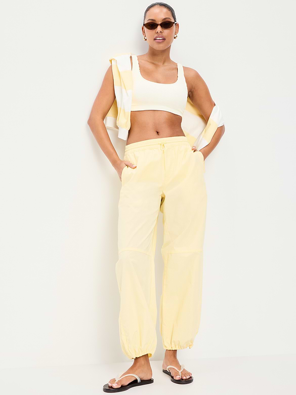 Ribbed Scoop-Neck Swim Top