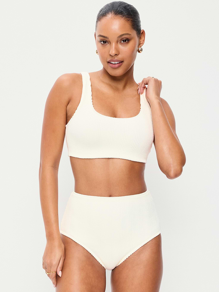 Image number 1 showing, Ribbed Scoop-Neck Swim Top