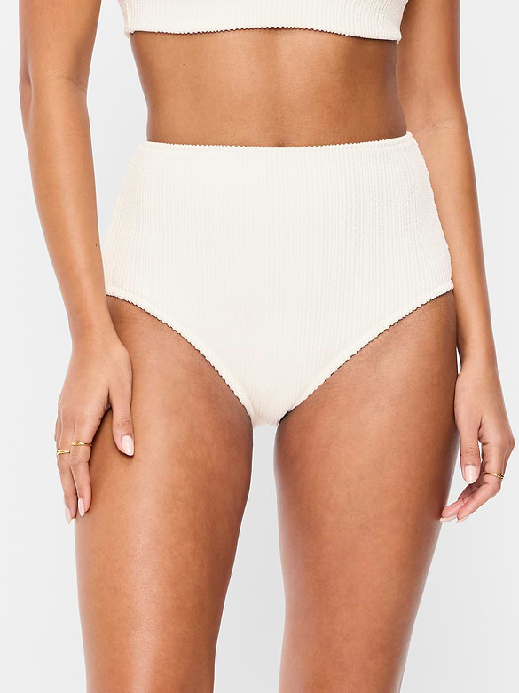 High-Waisted Ribbed Bikini Swim Bottoms