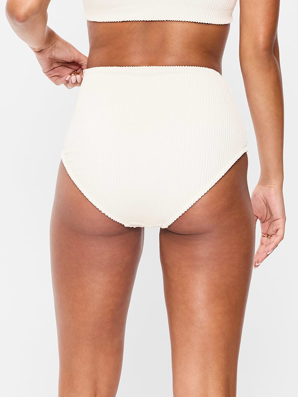 High-Waisted Ribbed Bikini Swim Bottoms