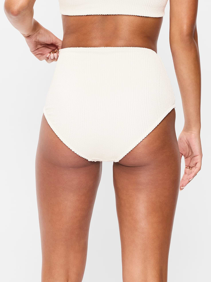 Image number 2 showing, High-Waisted Ribbed Bikini Swim Bottoms