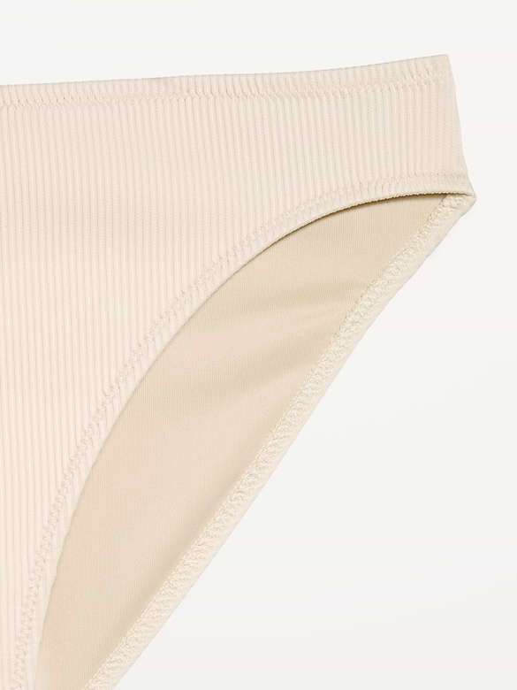 Ribbed Mid-Rise Bikini Swim Bottoms