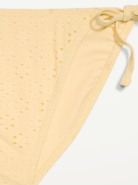 Eyelet String Bikini Swim Bottoms