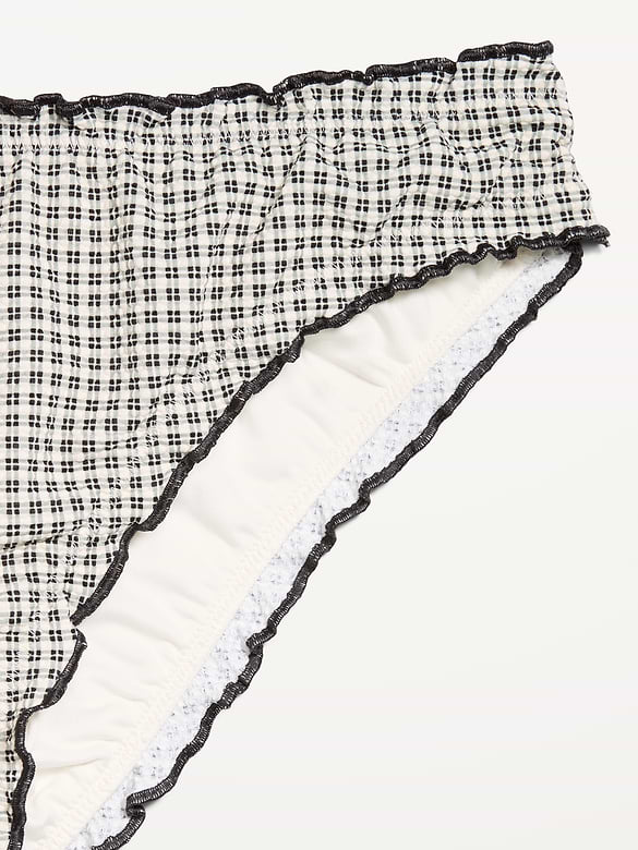 Mid-Rise Ruffle Trim Swim Bottoms