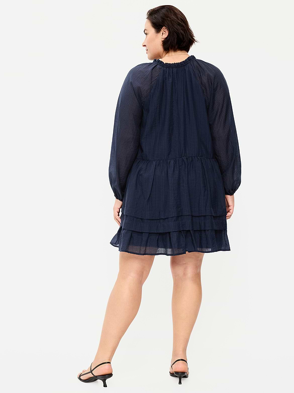 Long-Sleeve Swing Mini Dress