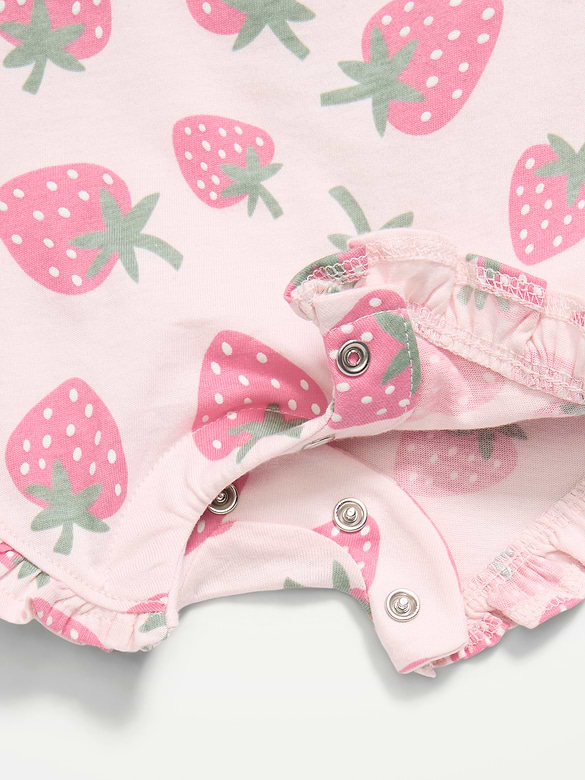 Printed Sleeveless Tie-Strap Romper for Baby