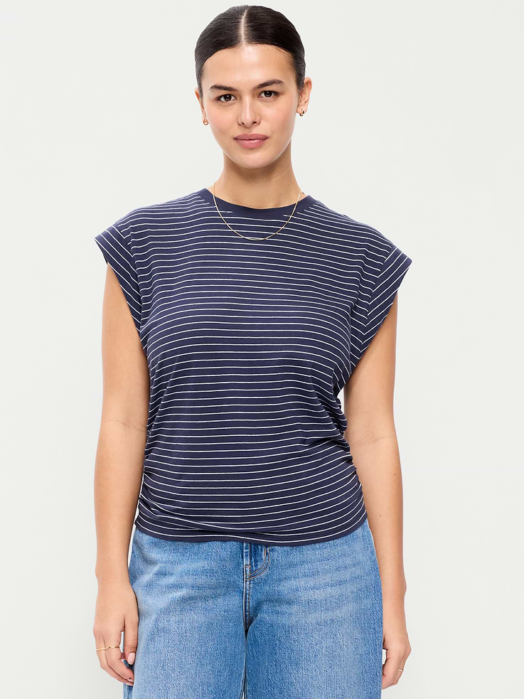 Image number 5 showing, Cap-Sleeve Cinch-Waist Top
