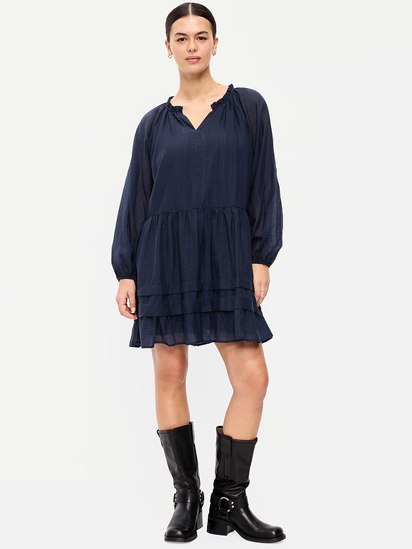 Long-Sleeve Swing Mini Dress