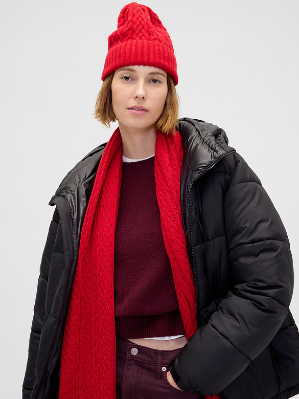 CashSoft Cable-Knit Beanie