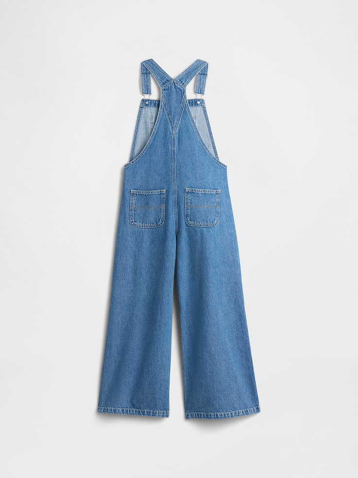 Image 2 of 3, Kids Relaxed Wide-Leg Denim Overalls