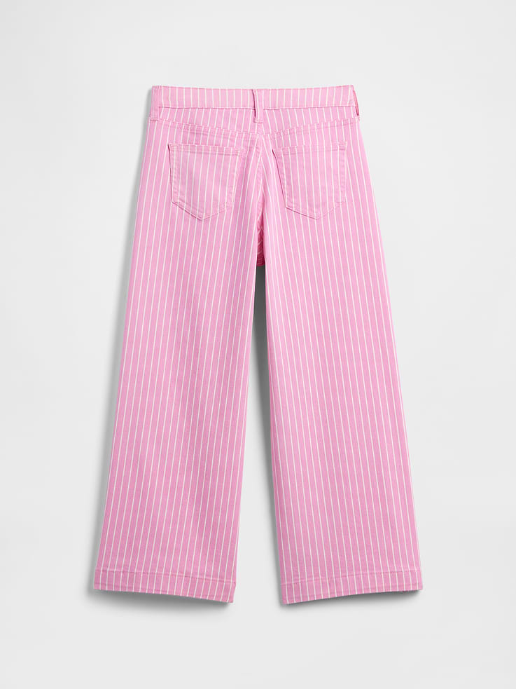 Image 2 of 3, Kids High Rise Stripe Wide-Leg Ankle Jeans