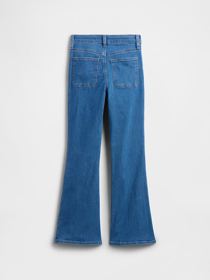 Image 2 of 3, Kids High Rise Embroidered '70s Flare Jeans