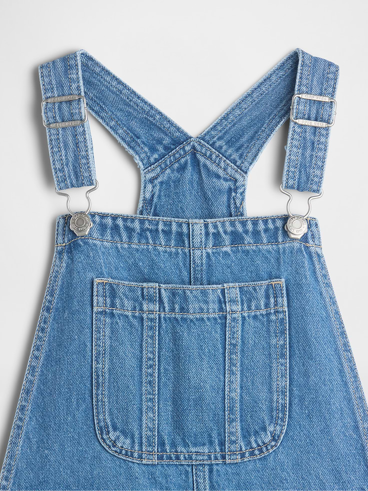 Image 3 of 3, Kids Relaxed Wide-Leg Denim Overalls