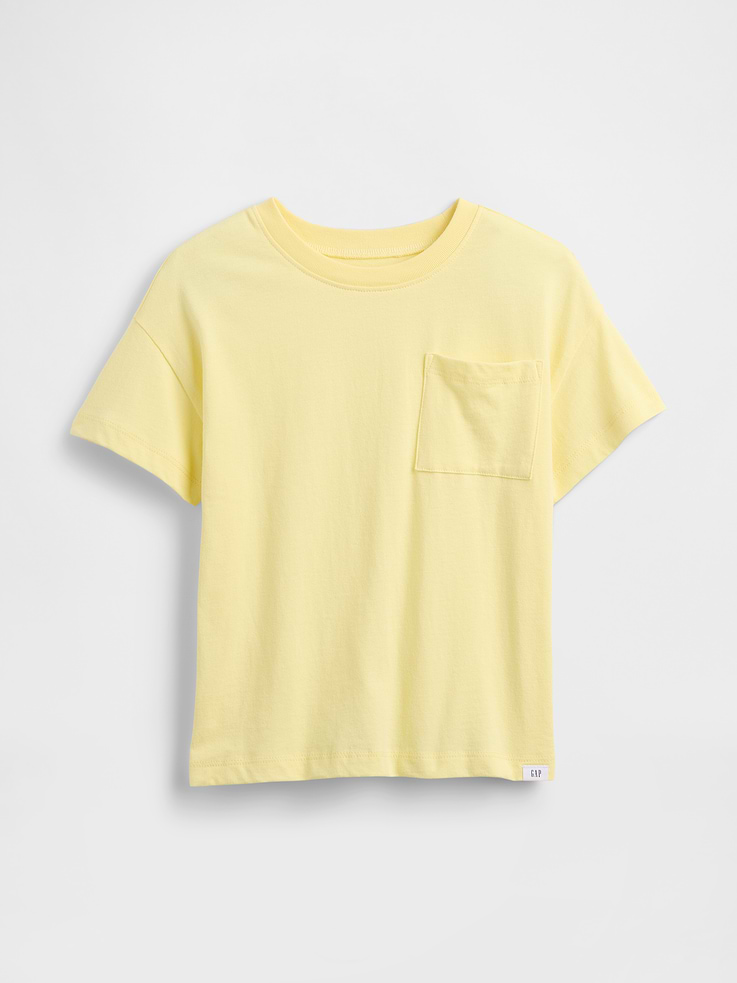 Image 1 of 3, Soft jersey knit., Dropped shoulder, short sleeves., Crewneck., Patch pocket at chest., This product was made in a factory that invests in gender equity and women’s empowerment through RISE. Learn more at, Product #1172544