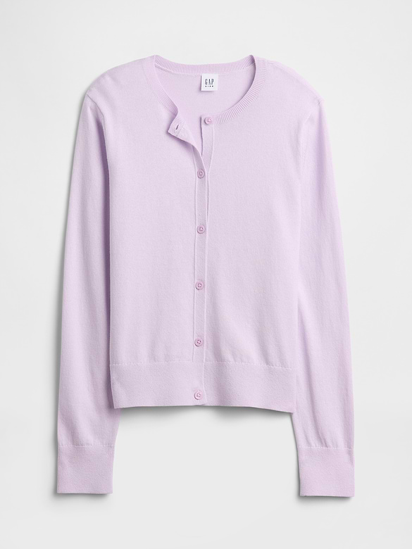 Kids 100% Cotton Crewneck Cardigan