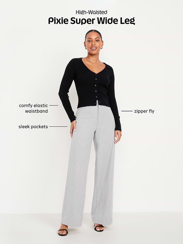Image 6 of 8, High-Waisted Pull-On Pixie Wide-Leg Pants