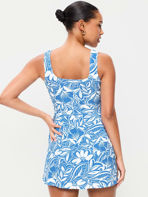 Pique Side-Tie Swim Dress