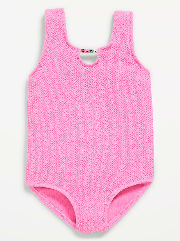 Textured Beaded One-Piece Swimsuit for Toddler Girls