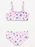 Image 1 of 2, round ruffled neckline, thin spaghetti straps, matching swim bottoms, elasticized waistband, all-over print, Product #886206