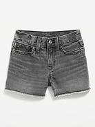 L'image numéro 4 présente Short en denim à taille haute et à ourlet effiloché pour fille