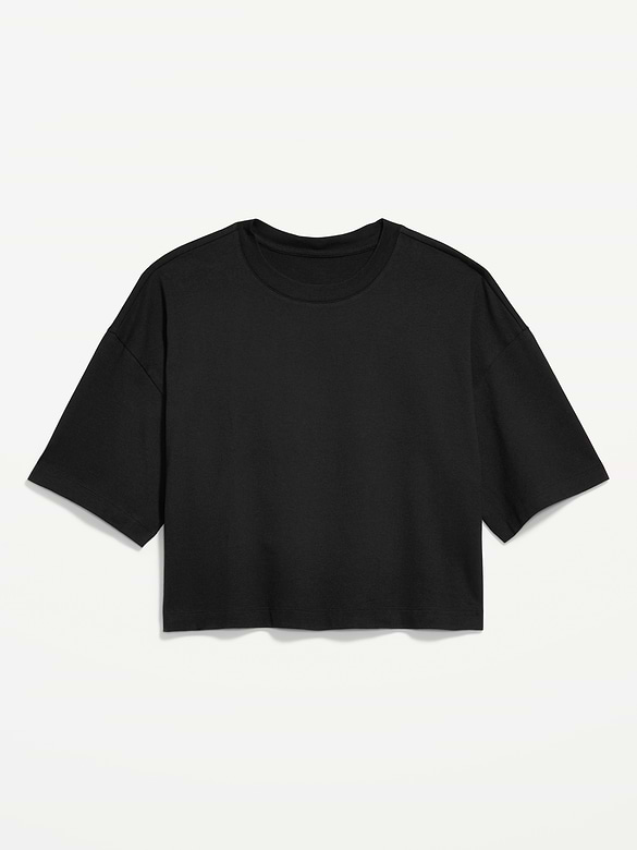 Vintage Crew-Neck Oversized Crop T-Shirt