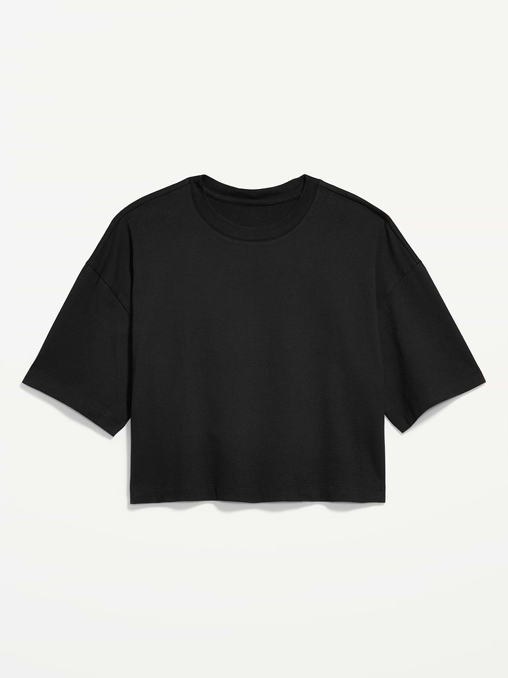 Image number 4 showing, Vintage Crew-Neck Oversized Crop T-Shirt
