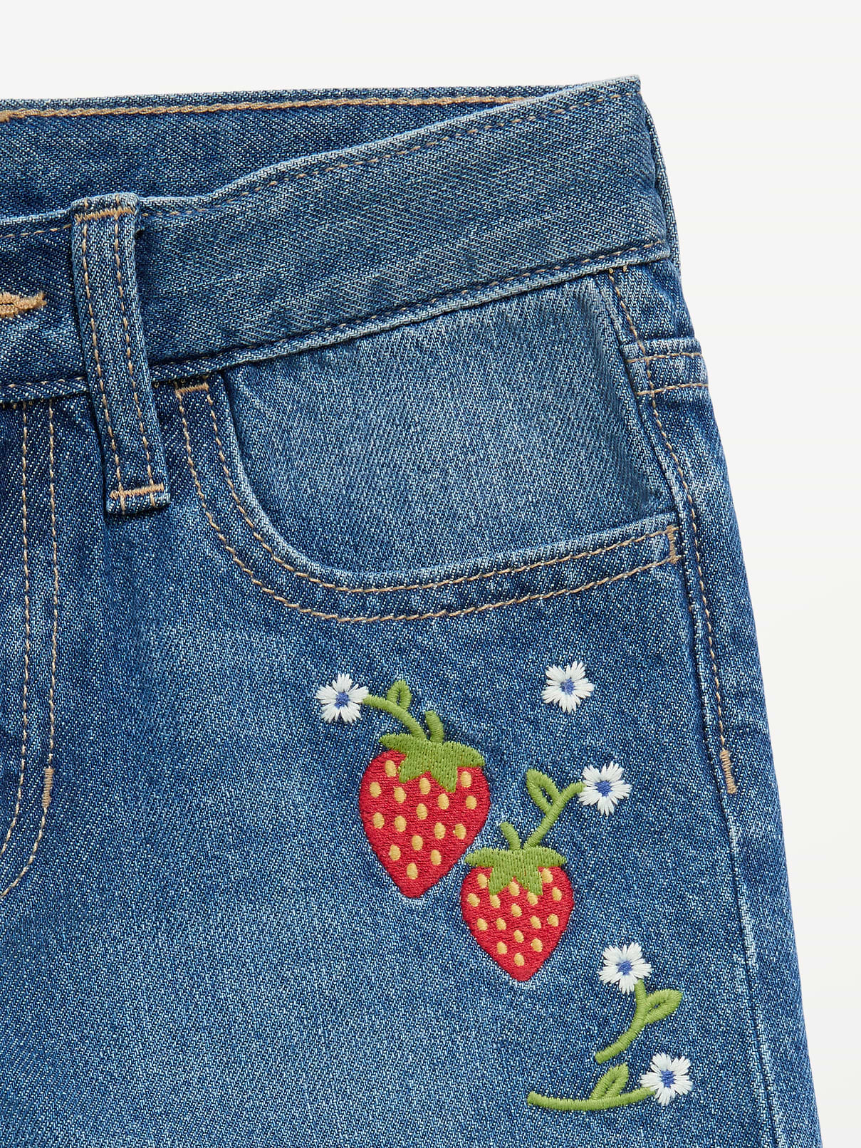 Image number 5 showing, High-Waisted Baggy Embroidered Wide-Leg Jeans for Girls