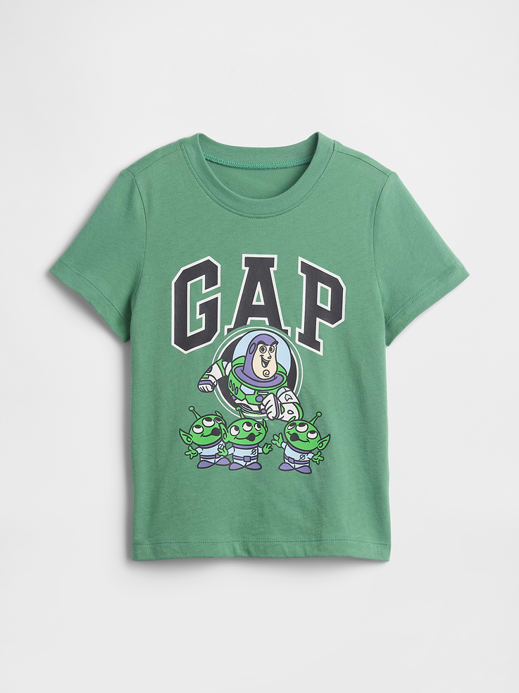 Image 1 of 3, These characters make every day more special., Soft jersey knit., Short sleeves., Crewneck., Gap logo with Buzz Lightyear graphic at front., This product was made in a factory that invests in gender equity and women’s empowerment through RISE. Learn more at gapinc.com/equity., Product #1172566
