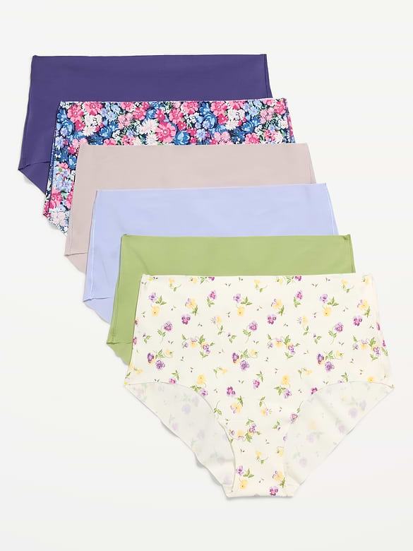 High-Waisted No-Show Brief Underwear 6-Pack