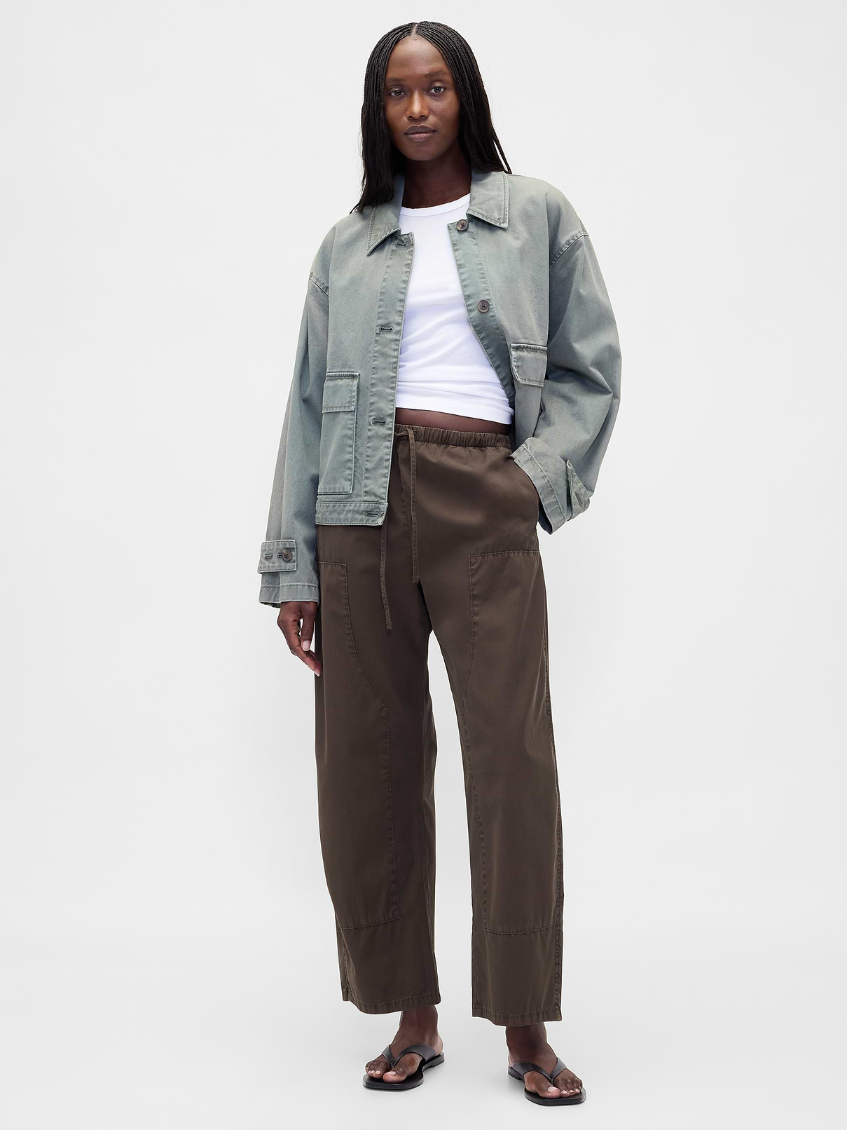 Poplin Easy Double-Knee Barrel Pants