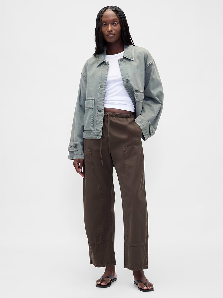 Image number 1 showing, Poplin Easy Double-Knee Barrel Pants