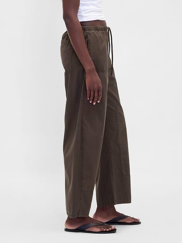 Poplin Easy Double-Knee Barrel Pants