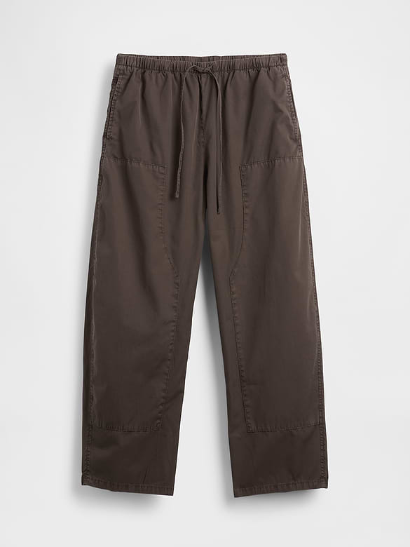 Poplin Easy Double-Knee Barrel Pants