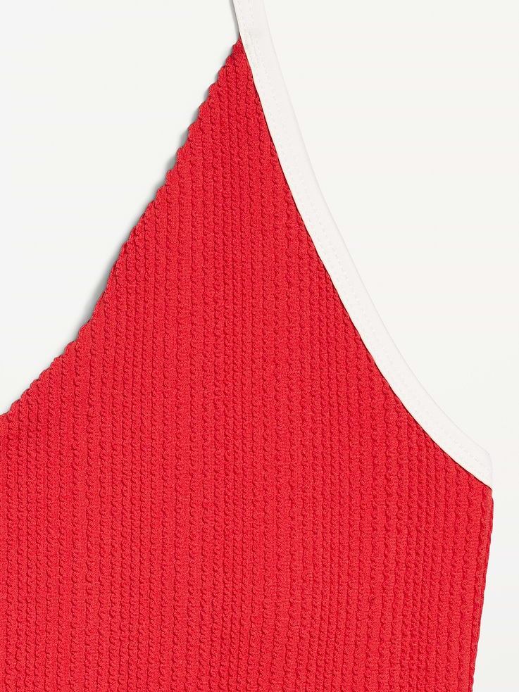 Image number 9 showing, Ribbed V-Neck Halter One-Piece Swimsuit