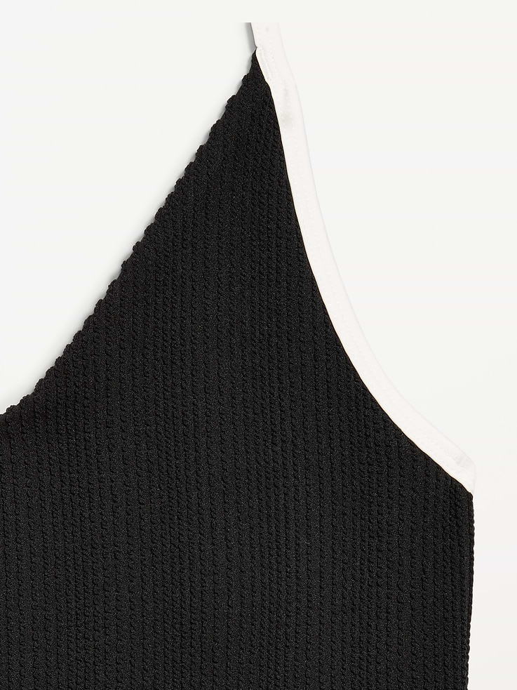 Image number 7 showing, Ribbed V-Neck Halter One-Piece Swimsuit
