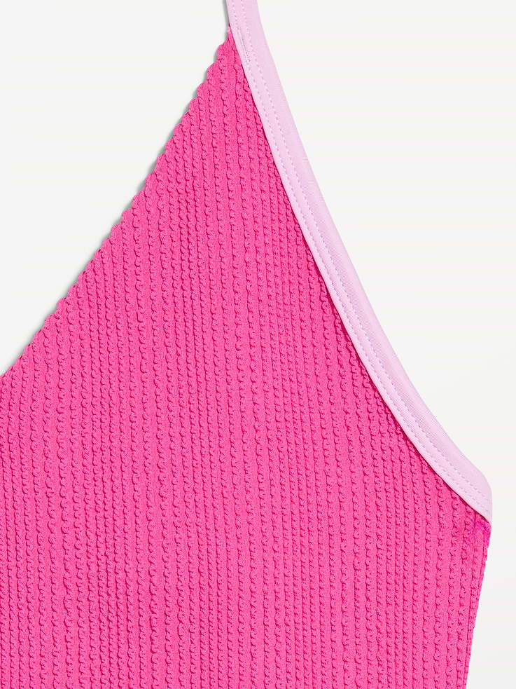 Image number 9 showing, Ribbed V-Neck Halter One-Piece Swimsuit