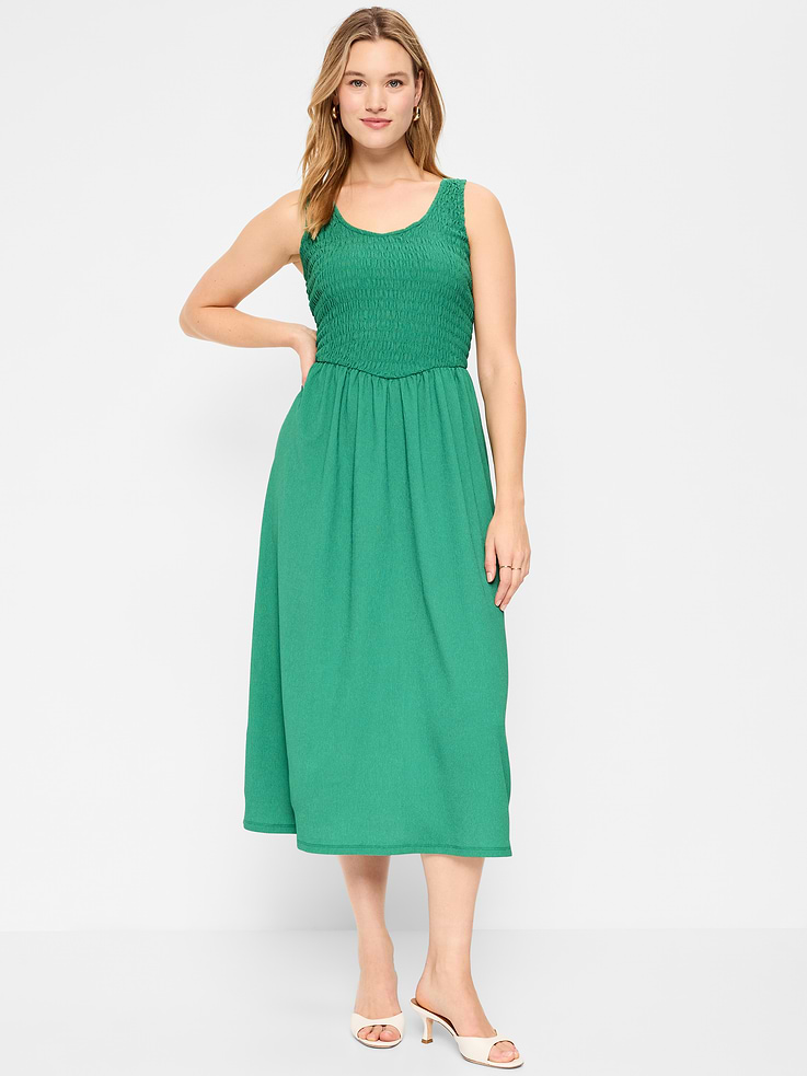 Image number 7 showing, Fit & Flare Lightweight Smocked-Bodice Midi Dress