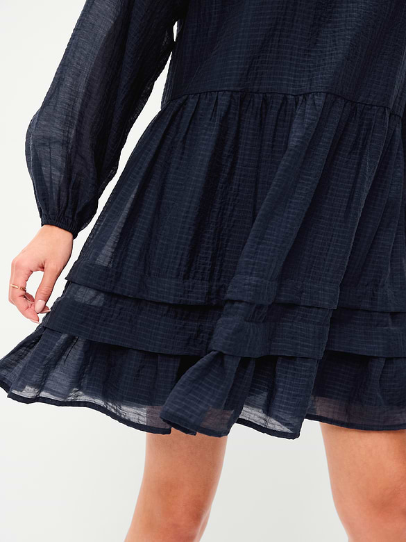 Long-Sleeve Swing Mini Dress