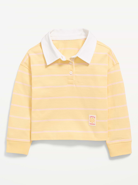 Long-Sleeve Cropped Polo Shirt for Toddler Girls